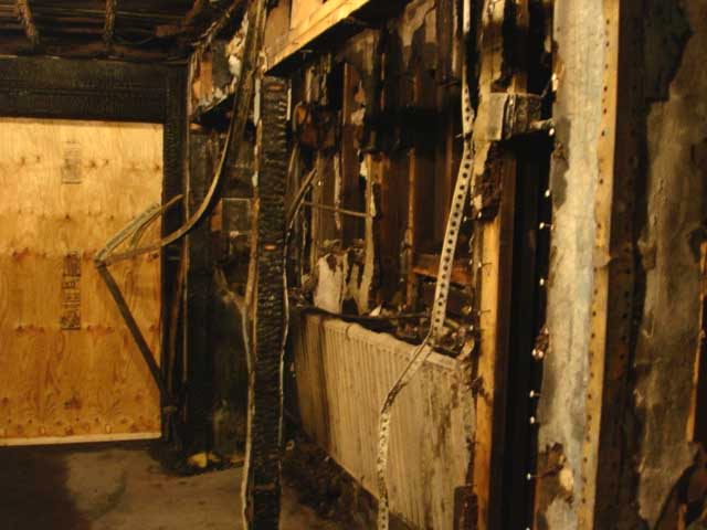 Interior of home gutted by fire damage