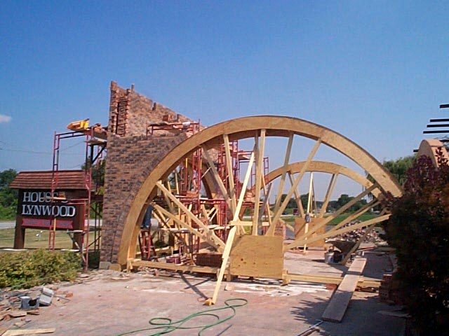 Rebuild of arched structural brickwork in progress